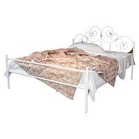 кованая двуспальная кровать 160х200 с одной спинкой белая афина в Нижневартовске