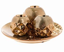 набор подсвечников золотой керамический на блюде, 3 штуки в Нижневартовске