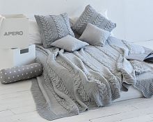 комплект плед с косами (180*220) и 2 наволочки (50*50) серый в Нижневартовске