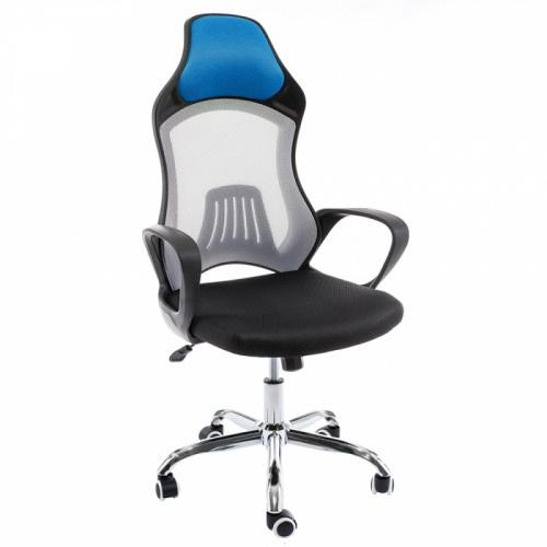 кресло компьютерное atlant белое-черное-голубое в Нижневартовске