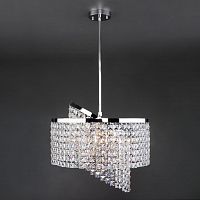 подвесная люстра eurosvet leoni 10090/5 хром/прозрачный хрусталь strotskis в Нижневартовске