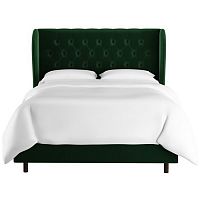 кровать двуспальная 180х200 зеленая с каретной стяжкой reed wingback emerald velvet в Нижневартовске