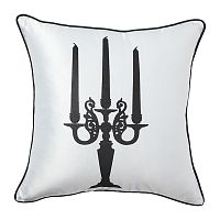подушка с рисунком в виде чёрного канделябра chandelier белая в Нижневартовске