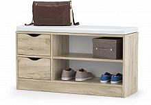 тумба для обуви лайт 10.82, цвет дуб крафт серый/белая искусственная кожа в Нижневартовске