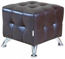 пуф шарм-дизайн квадро мини хром экокожа коричневый в Нижневартовске