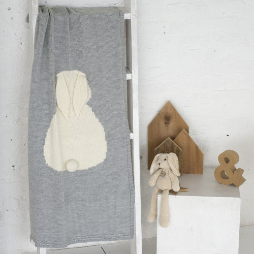 плед зайка 60*90 св.серый меланж+суровый в Нижневартовске