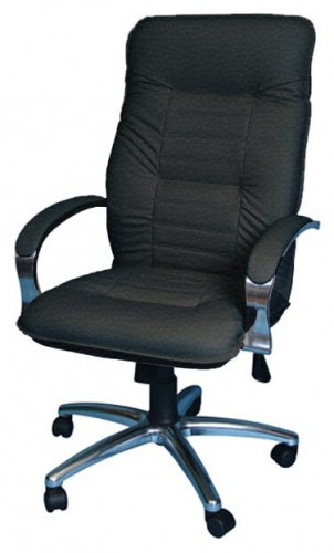 кресло астро 1х эко-кожа, цвет чёрный, высокая спинка, хромированные крестовина и подлокотники(обтянуты кожей) в Нижневартовске