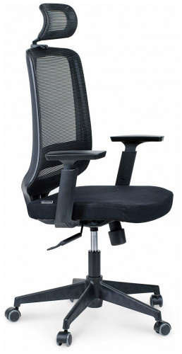 кресло компьютерноелондон офис black plastic черный пластик / черная сетка / черная ткань в Нижневартовске