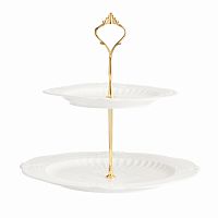 подставка двухъярусная для сладостей белоснежная в золоте в Нижневартовске