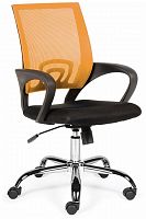 кресло компьютерное спринг(orange - black) база хром / оранжевая сетка / черная ткань в Нижневартовске