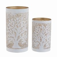 набор подсвечников белые с золотом и резьбой ella, 2 штуки в Нижневартовске