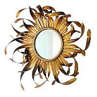 зеркало-солнце золотое большое в виде листьев диаметр 93 см hloya в Нижневартовске