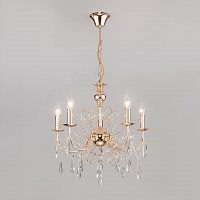 подвесная люстра eurosvet wispa 10094/5 золото/прозрачный хрусталь strotskis в Нижневартовске