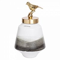 ваза керамическая с крышкой птичка бело-серая 16*28см в Нижневартовске