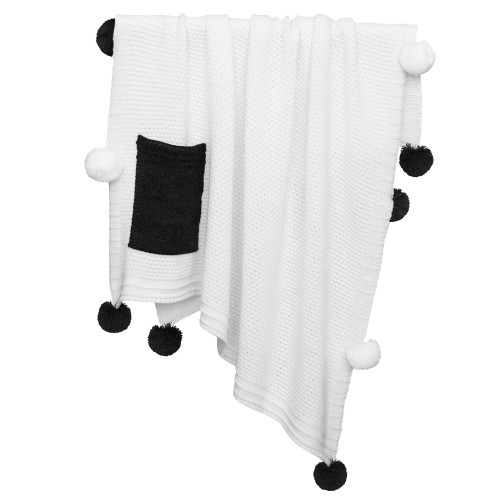 плед pompon 90х90 белый+антрацит/белый+антрацит в Нижневартовске