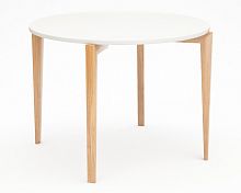 стол обеденный с белой столешницей и коричневыми ножками circus compact в Нижневартовске