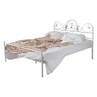 кованая кровать полутораспальная 140х200 с одной спинкой белая венеция в Нижневартовске