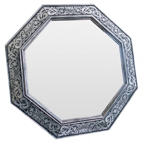 зеркало восьмиугольное черное с серебряным орнаментом tracery в Нижневартовске