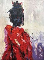 картина маслом гейша в красном в Нижневартовске