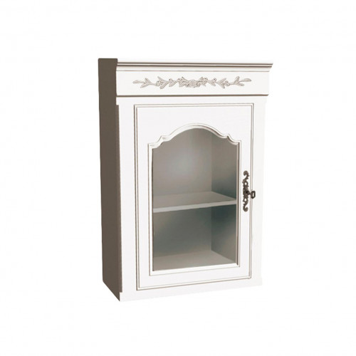 шкаф со стеклом навесной однодверный кухонный марсель молочно-белый в Нижневартовске