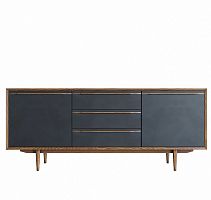 комод brun black с тремя ящиками и дверками черный в Нижневартовске