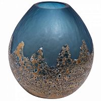 ваза круглая стеклянная голубая с золотом в Нижневартовске