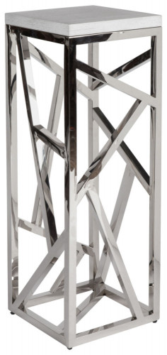 консоль geometric высокая 40x40x110 металл, белая столешница в Нижневартовске