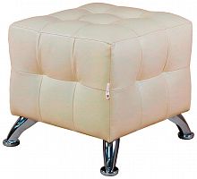 пуф шарм-дизайн квадро мини хром экокожа бежевый в Нижневартовске