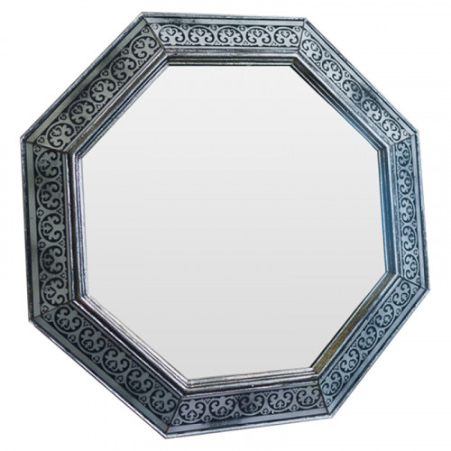 зеркало серебряное восьмиугольное с черным орнаментом tiberius в Нижневартовске
