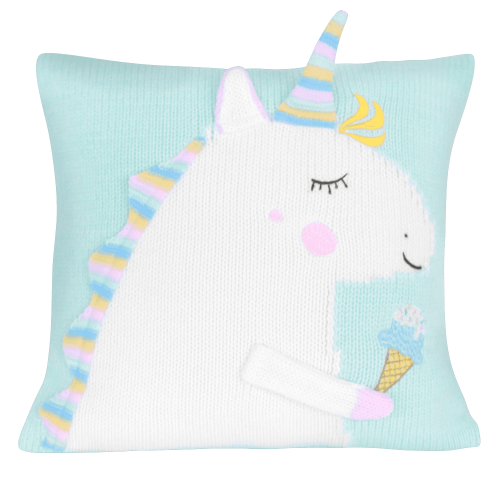 подушка единорог 35*35 св.бирюза+белый в Нижневартовске