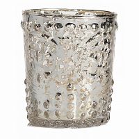 подсвечник стеклянный рельефный с золотом slevin, 9 см в Нижневартовске