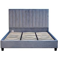 кровать полутораспальная 140х200 серая из велюра lines в Нижневартовске