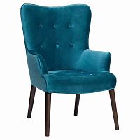 кресло велюр сине-зеленый 71х80х102, ножки темно-коричневый в Нижневартовске