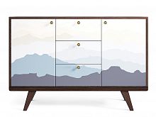 комод thimon темный дуб принт 021 белый, синий в Нижневартовске