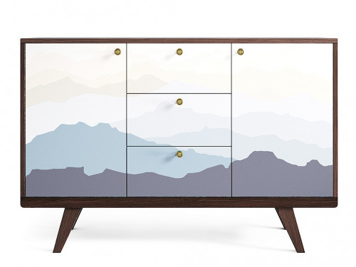 комод thimon темный дуб принт 021 белый, синий в Нижневартовске