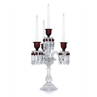 канделябр хрустальный с красными вставками на 4 свечи baccarat 3+1 от delight collection, 60 см в Нижневартовске