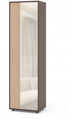 шкаф для одежды с выдвижной штангой и зеркалом сшо-2, цвет дуб венге/белёный дуб в Нижневартовске