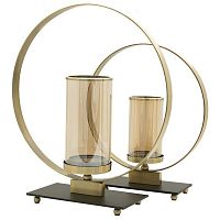 подсвечник стеклянный золотой с металлическим кольцом orbita, 35 см в Нижневартовске