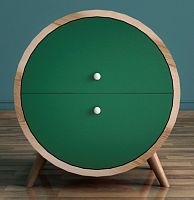 тумба ellipse круглая с ящиками орех, зеленая в Нижневартовске