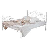 кованая двуспальная кровать 180х200 с двумя спинками белая флоренция в Нижневартовске