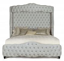 кровать двуспальная 160х200 серая из велюра с высокой спинкой valergio в Нижневартовске