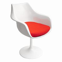 кресло tulip armchair бело-красное шерсть в Нижневартовске