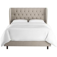 кровать двуспальная 180х200 бежевая с каретной стяжкой reed wingback ash velvet в Нижневартовске