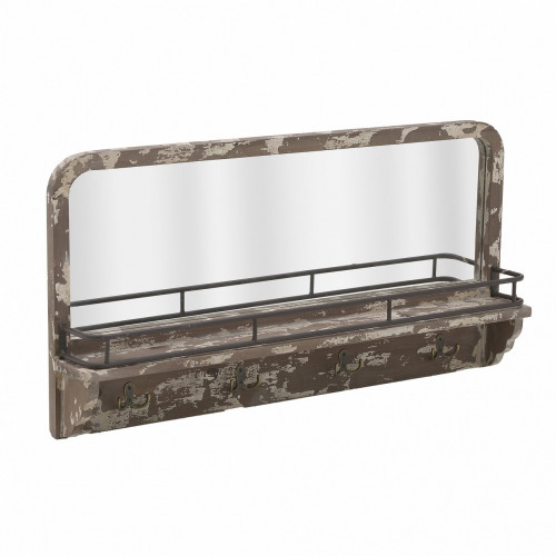 зеркало с полкой и крючками прямоугольное горизонтальное бежевое в Нижневартовске