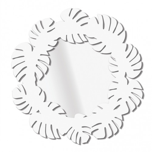 зеркало круглое в белой раме monstera в Нижневартовске