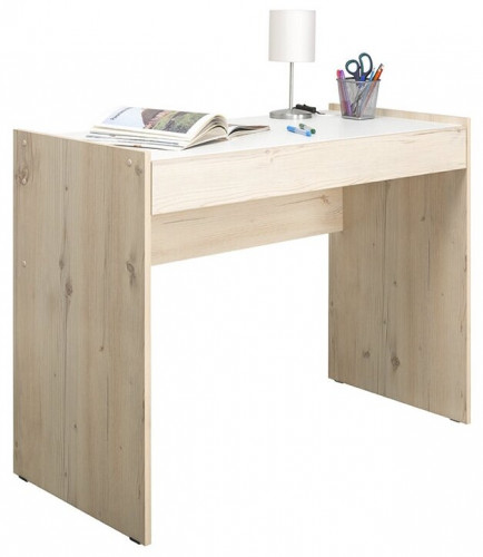 стол письменный моби айс 12.33, размер ш 108 х г 52 х в 81.5 см, цвет гаскон пайн светлый, белый ре шагрень в Нижневартовске