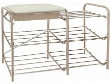 этажерка для обуви inhome эти4 с 3 полками, со встроенным ящиком-сиденьем, 790х330х510мм и с нагрузкой до 100 кг, бежевый в Нижневартовске