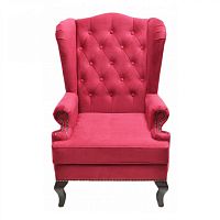 каминное кресло с ушами велюр красный рм в Нижневартовске