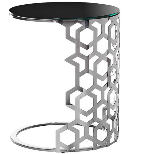 стол приставной silver circle 50x50х60 черный, серебро в Нижневартовске