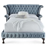 кровать двуспальная 180х200 голубая из велюра teomo в Нижневартовске